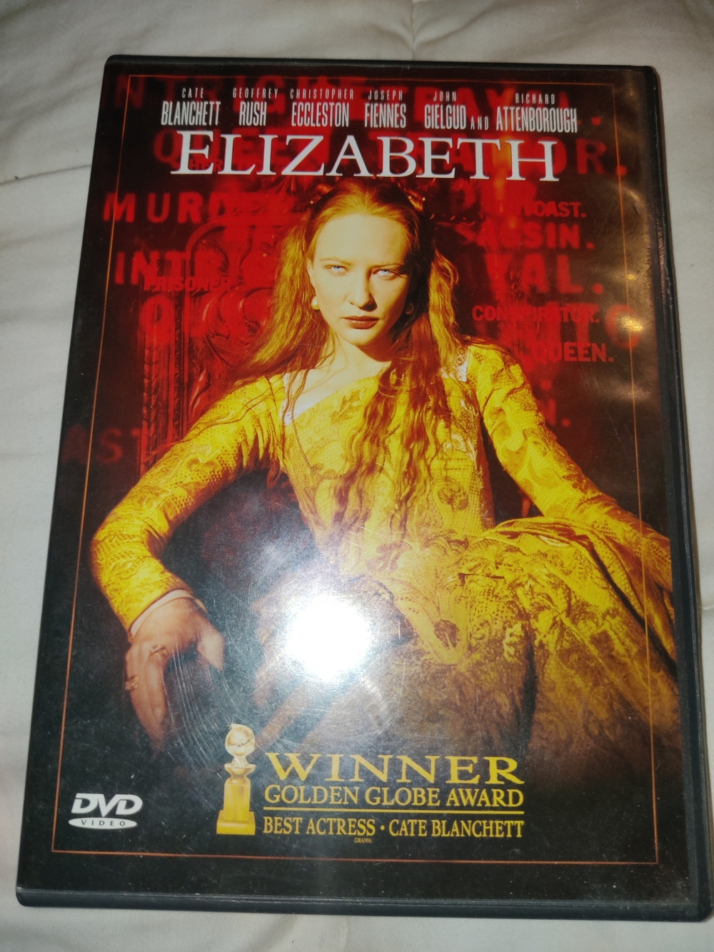 Elizabeth, DVD, Cate Blanchett, Joseph Fiennes, John Gielgud